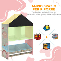 Scaffale Portagiochi per Bambini 62,4x26,5x90 cm con Ripiani e Cassetti Rimovibili Rosa