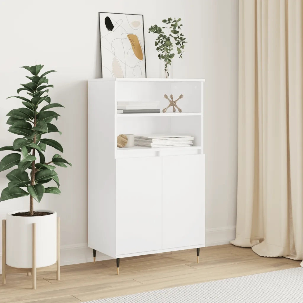 Credenza | Madia | Buffet da pranzo | Armadio da pranzo Alta Bianca 60x36x110 cm in Legno Multistrato