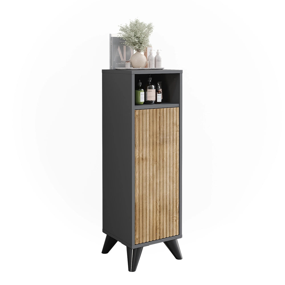 Vicco Mobiletto midi Antracite/quercia di montagna 30 x 97 cm con porta