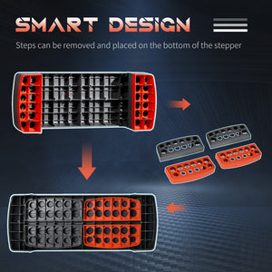 Step Fitness per Aerobica 78x28xh10-15-20 cm Altezza Regolabile in Plastica Nero e Rosso