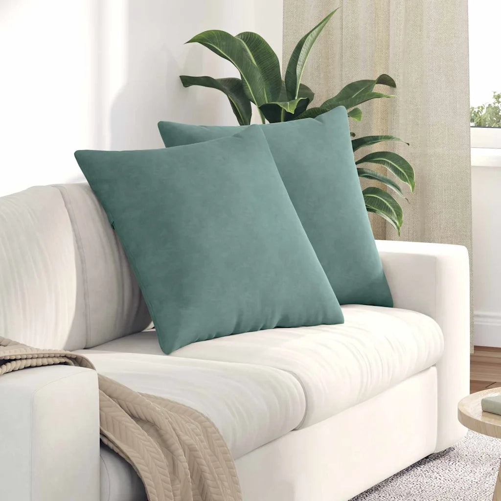 Cuscini da Divano 2 pz | Cuscini per sedie Verde Mare 80 x 80 cm Tessuto in Cords