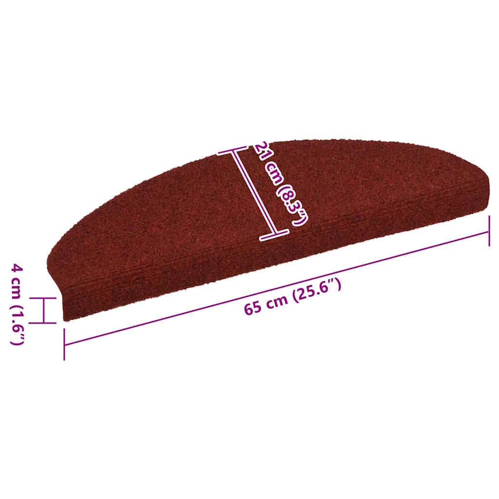 Tappetini per scale autoadesivi 10 pz 65x21x4 cm Bordeaux Rosso Semicircolari Grandi 149707
