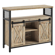 Credenza da pranzo 33 x 100 x 80 cm mobiletto da cucina ante scorrevoli ripiano regolabile stile industriale per soggiorno marrone rustico e nero 12_0004533
