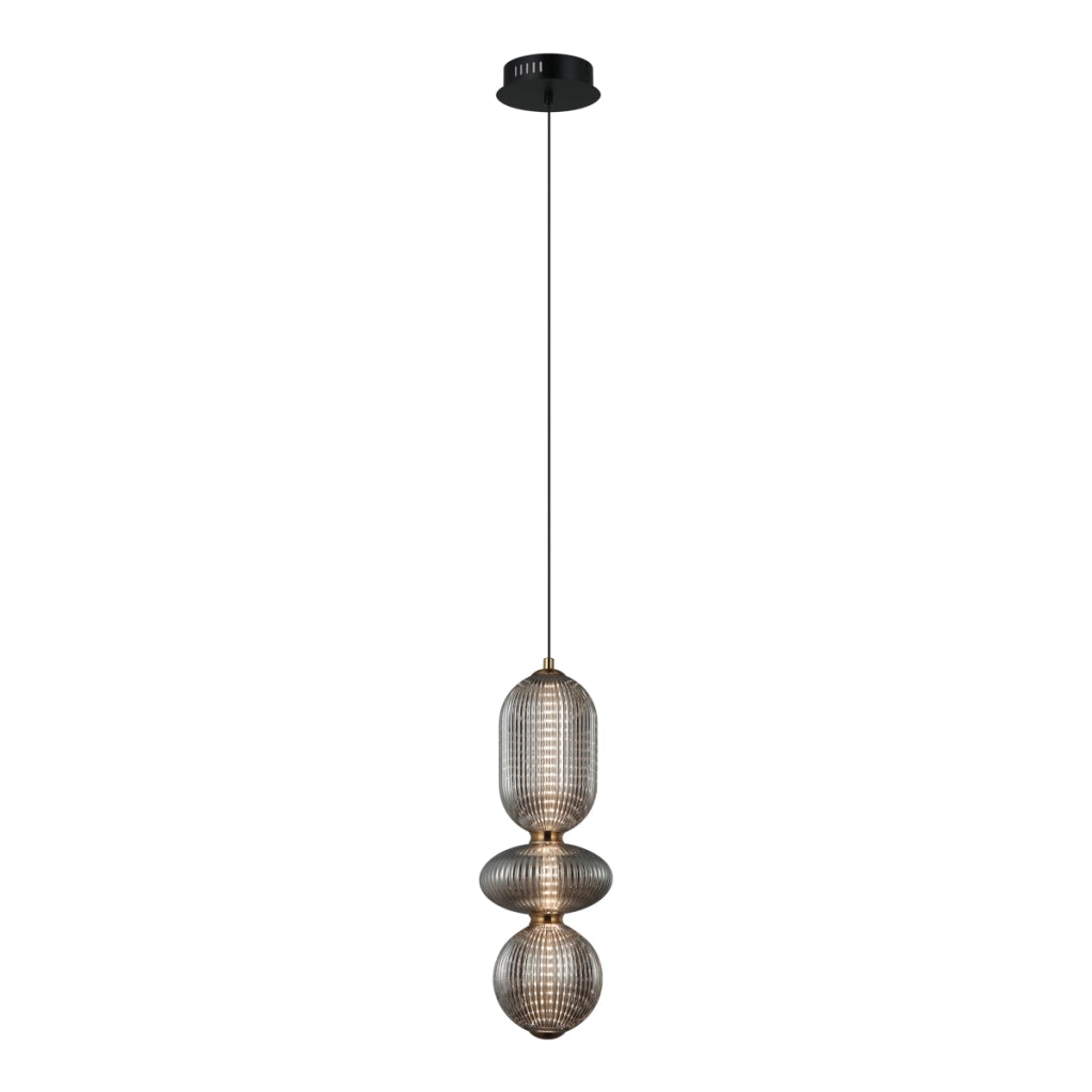 Sospensione Italux NICO nera vetro fumé LED 15W 3 luci