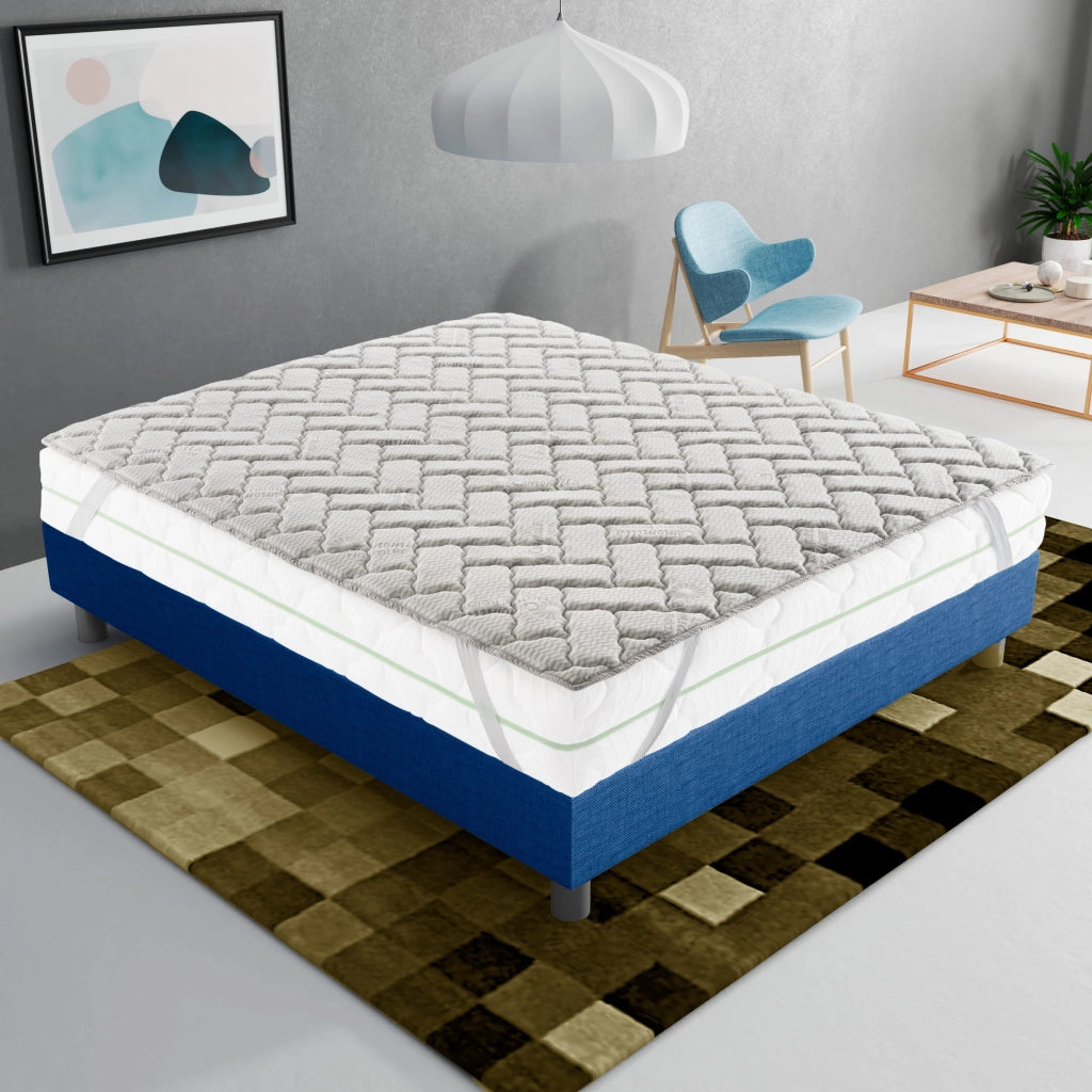 Topper Singolo 80x200 in memory foam 3 cm con rivestimento Trapuntato con Elastico