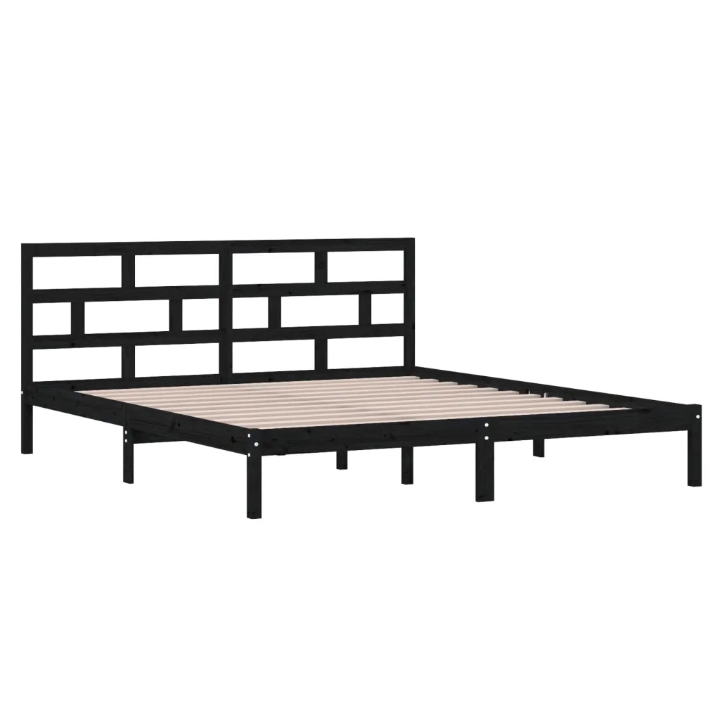 Letto matrimoniale | Letto per adulti | Giroletto Nero 135x190 cm Double in legno Massello