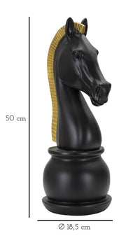 Cavallo da Scacchi 18,5x50x18,5 cm in Poliresina Nero/Oro