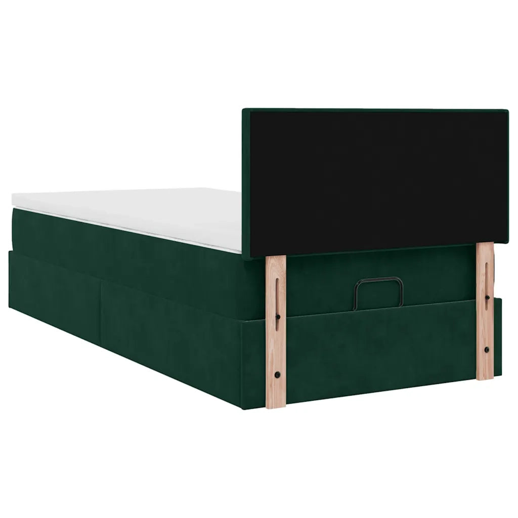 Pouf Letto con Materasso Verde Scuro 120x190 cm Velluto