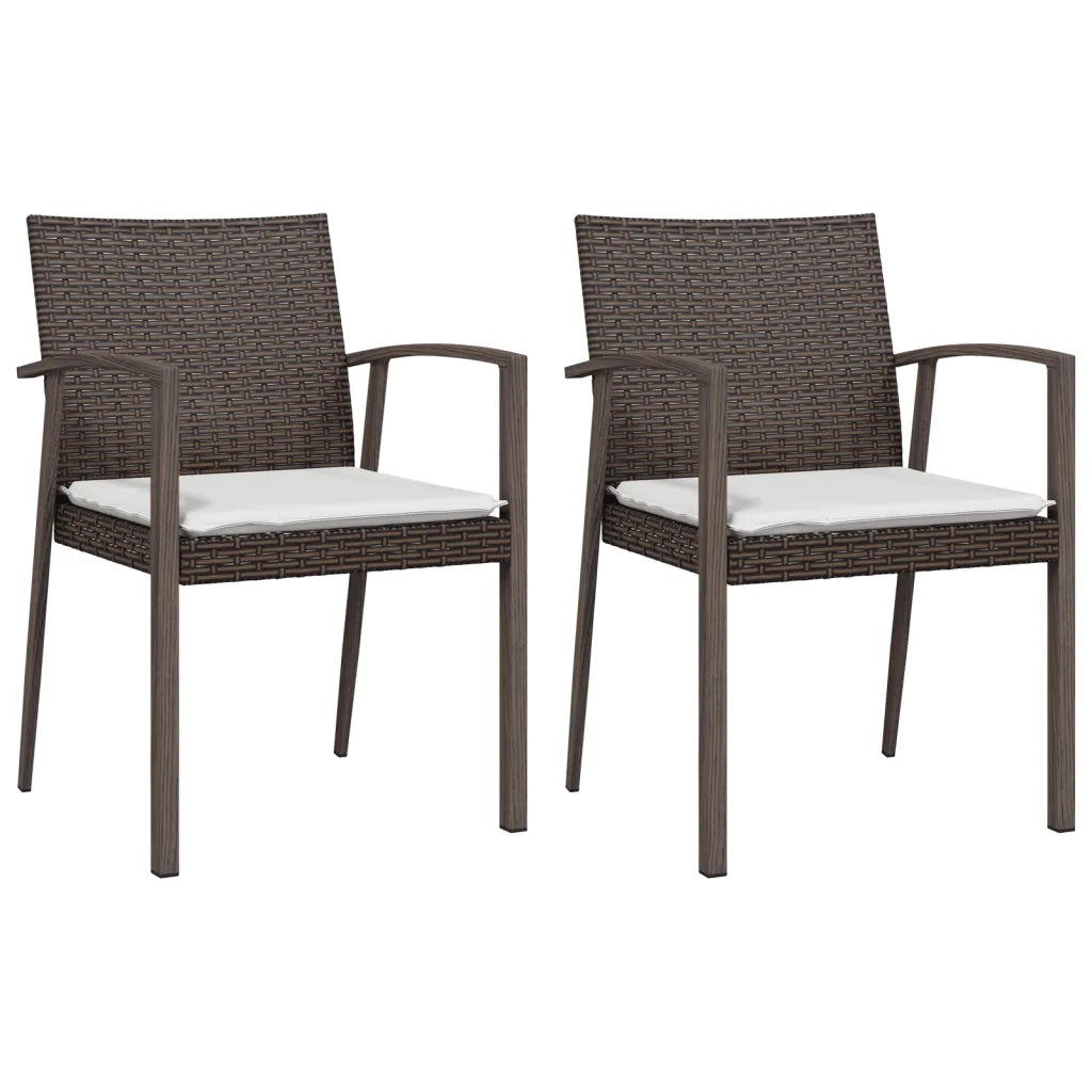 Sedie Giardino con Cuscini 2 pz | Sedie da Esterno Marroni 5,56x57x83 cm Polyrattan