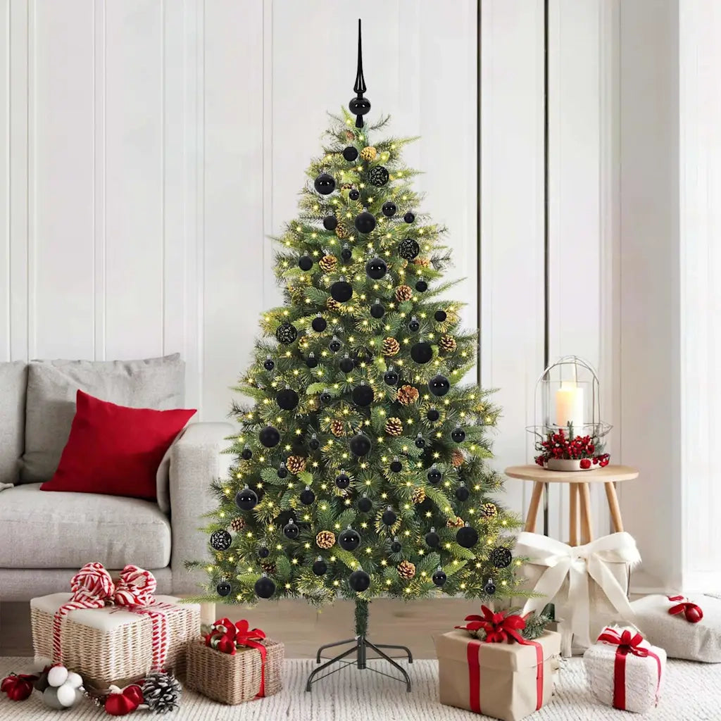 Albero di Natale artificiale pieghevole con coni Verde 180 cm 3395090