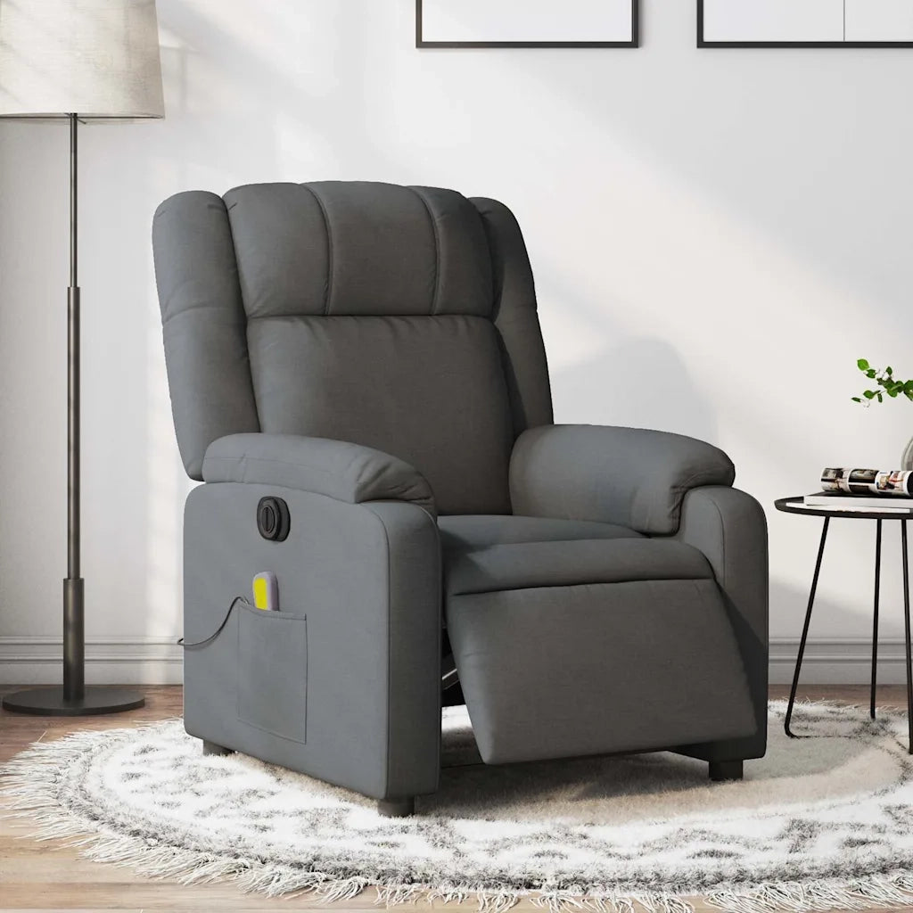 Divano Sedia-Poltrona Reclinabile Massaggio Elettrica Grigio Scuro Tessuto 978152