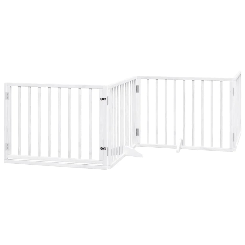 Cancelletto di sicurezza per animali domestici porta pieghevole 10 pannelli legno di pioppo bianco 02_0023108