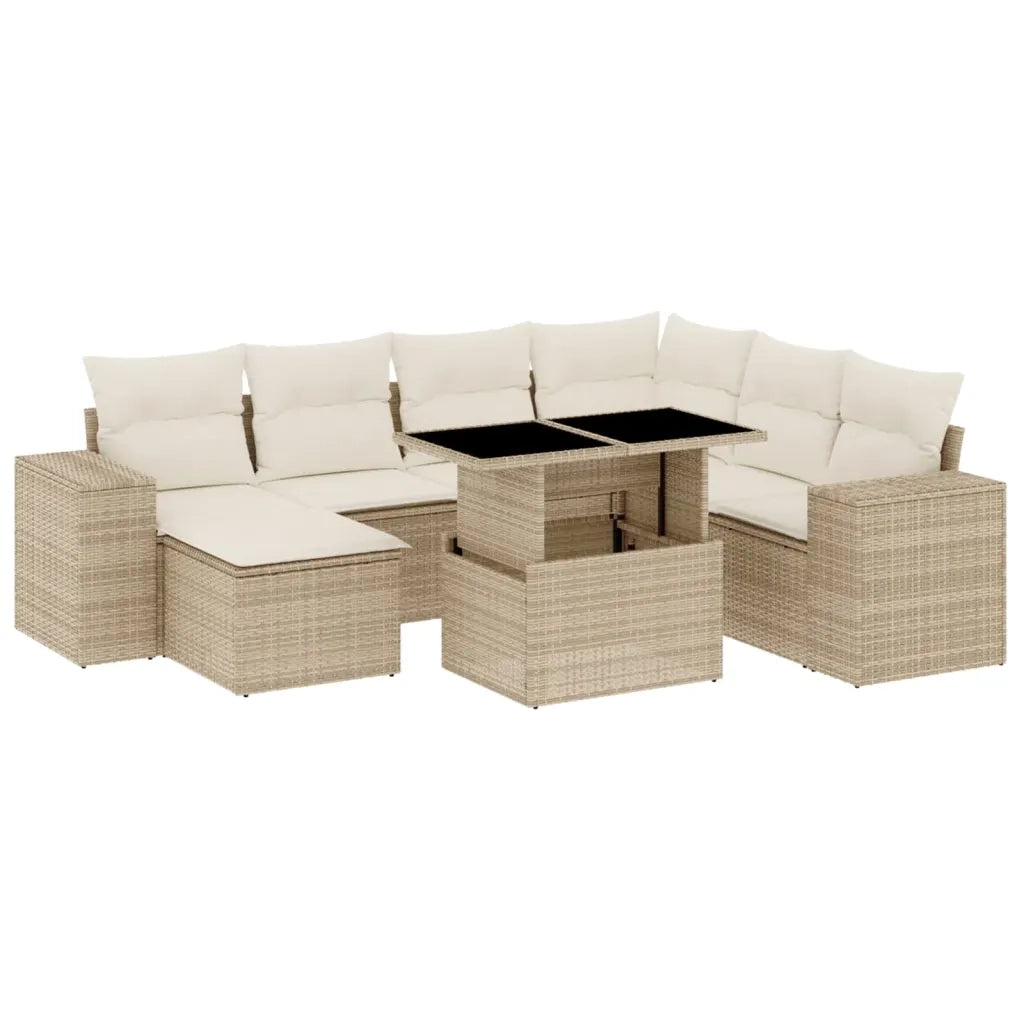 Set Divano da Giardino 8 pz con Cuscini Beige in Polyrattan 3269328