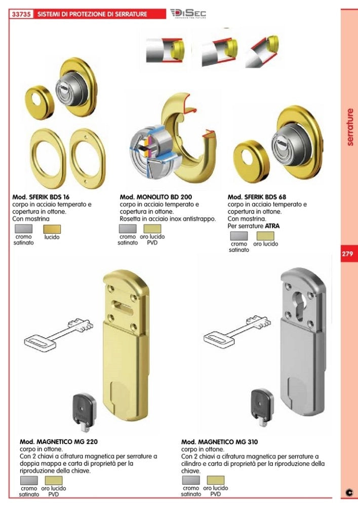 1pz protector magnetico mg220 per doppia mappa oro lucido  pvd cod:ferx.12728