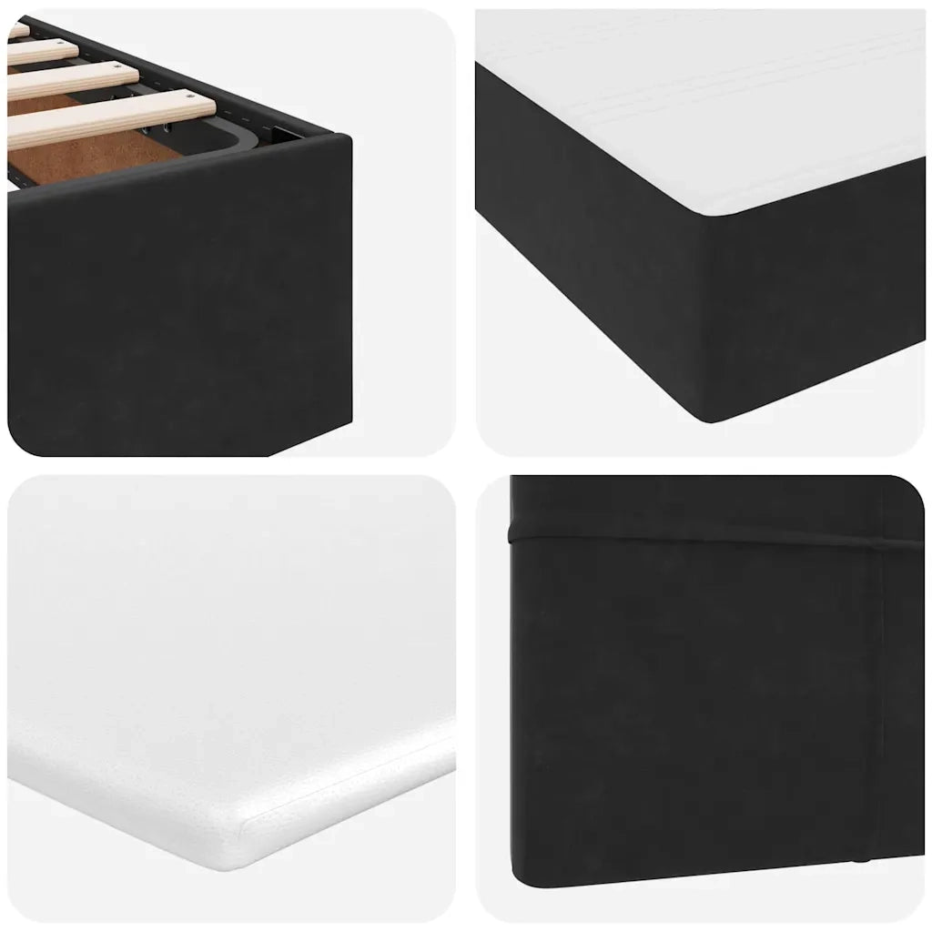 Letto con contenitore LED e materasso Nero 180 x 200 cm Velluto