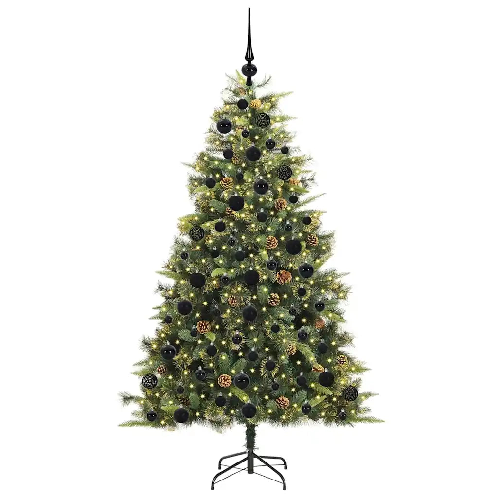 Albero di Natale artificiale pieghevole con coni Verde 180 cm 3395090