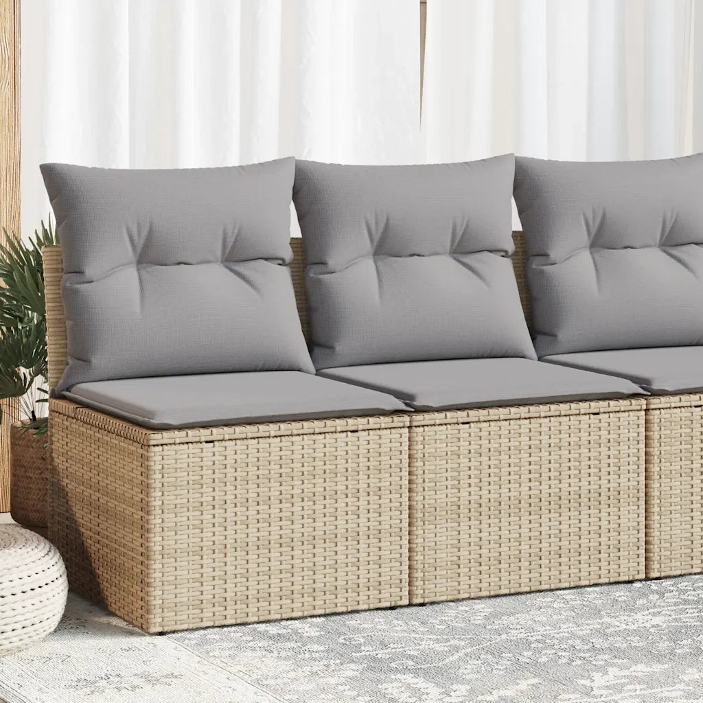 Set Divano da Giardino 2 pz | Set Salotto da Giardino con Cuscini Beige Polyrattan Acacia