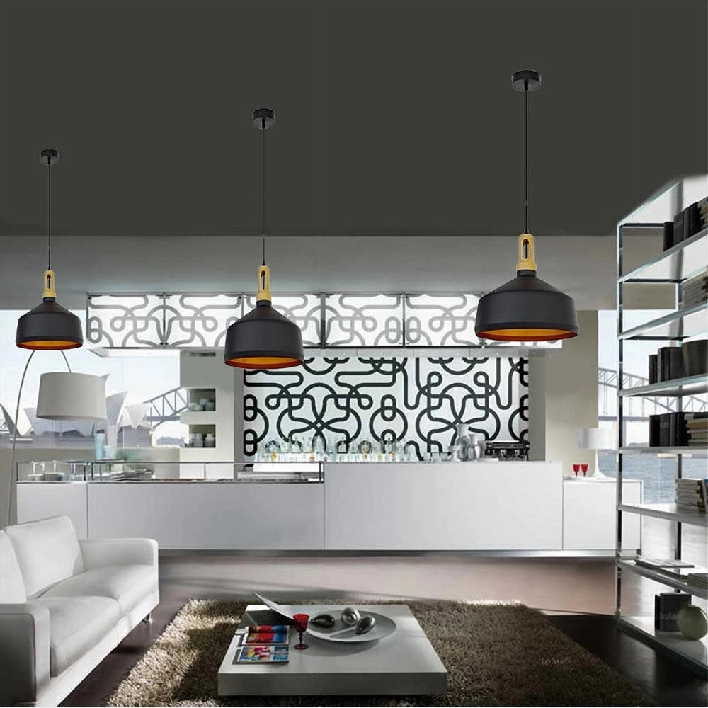 Trade Shop - Lampadario A Sospensione Stile Industriale In Metallo Pendente A Coppa E27 A93 - Nero
