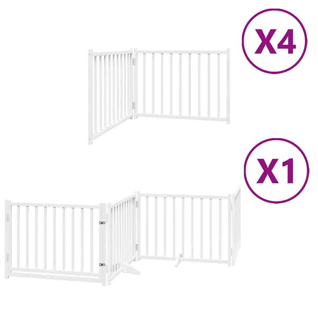 vidaXL Cancello Cani Porta Pieghevole Bianco 12 Pannelli 960 cm Pioppo