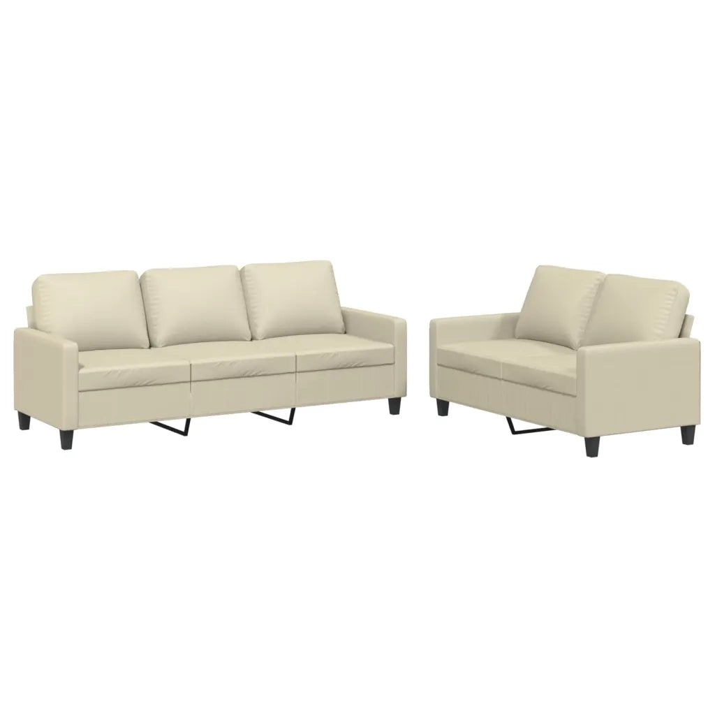 Set di Divani 2 pz con Cuscini crema in Similpelle 3201419
