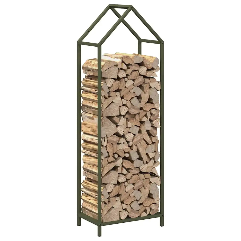 Rastrelliera per Legna da Ardere Verde Oliva 40x25x120 cm 864302