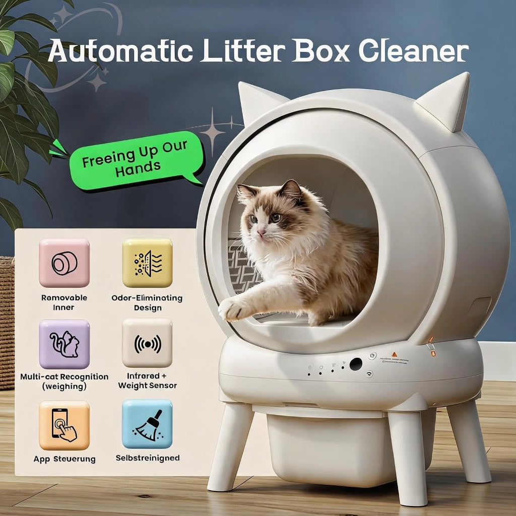 Lettiera Gatto Autopulente Aperta Con APP; Lettiera Automatica Per Gatti; Capacità Massima XXL; Lettiera Con Triplo Sensore Di Sicurezza; Ampio Spazio;Adatta a Famiglie Con Più Gatti