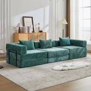 Divano letto da pavimento pieghevole modulare in ciniglia verde scuro
