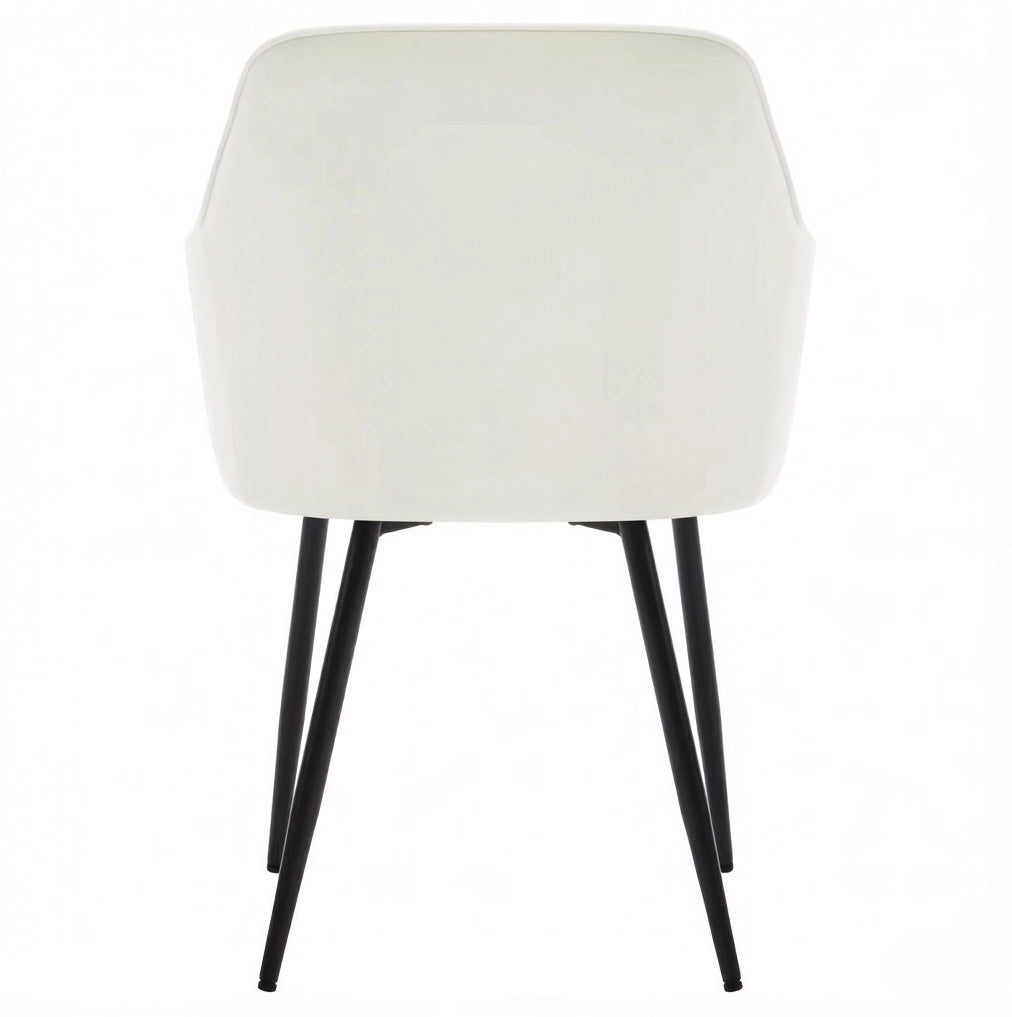 Set di 2 sedie da pranzo in velluto color crema