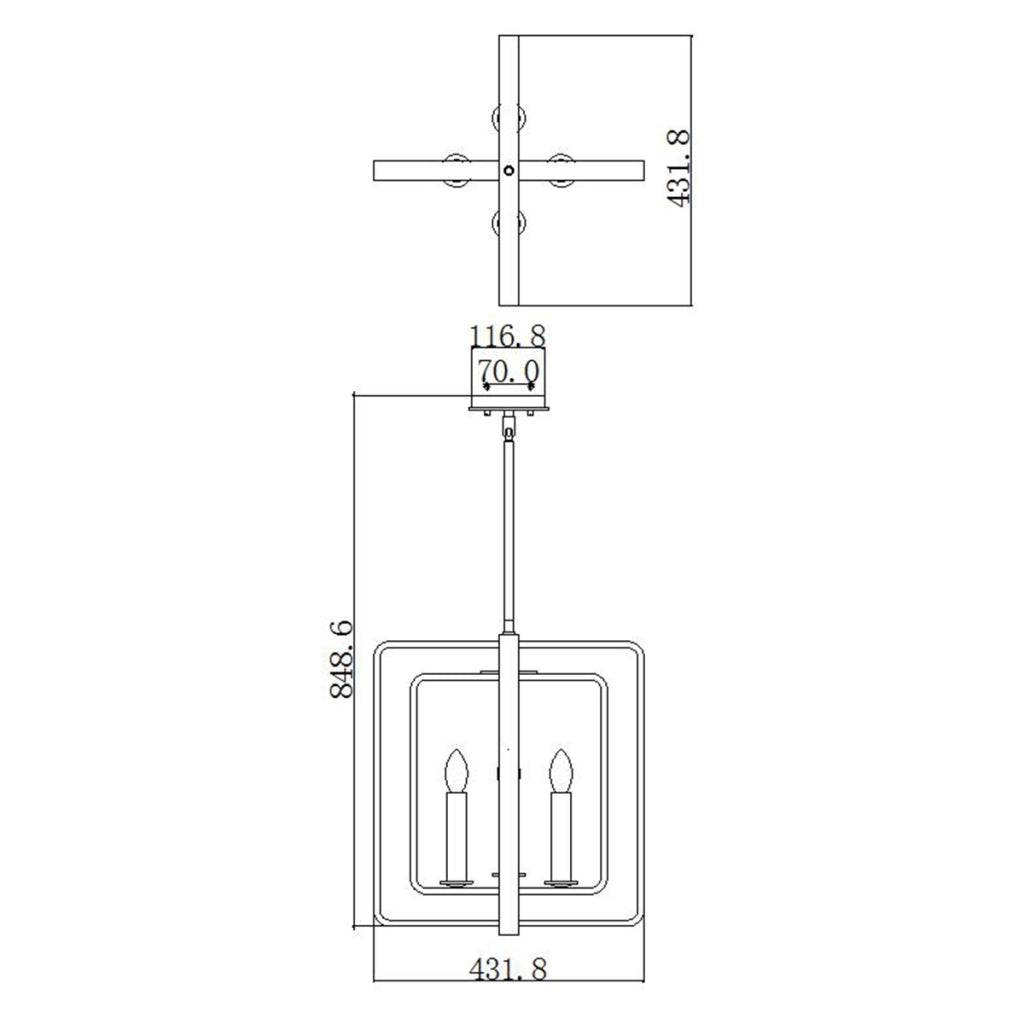 Lampadario Quentin bronzo 4 luci E14 stile candela