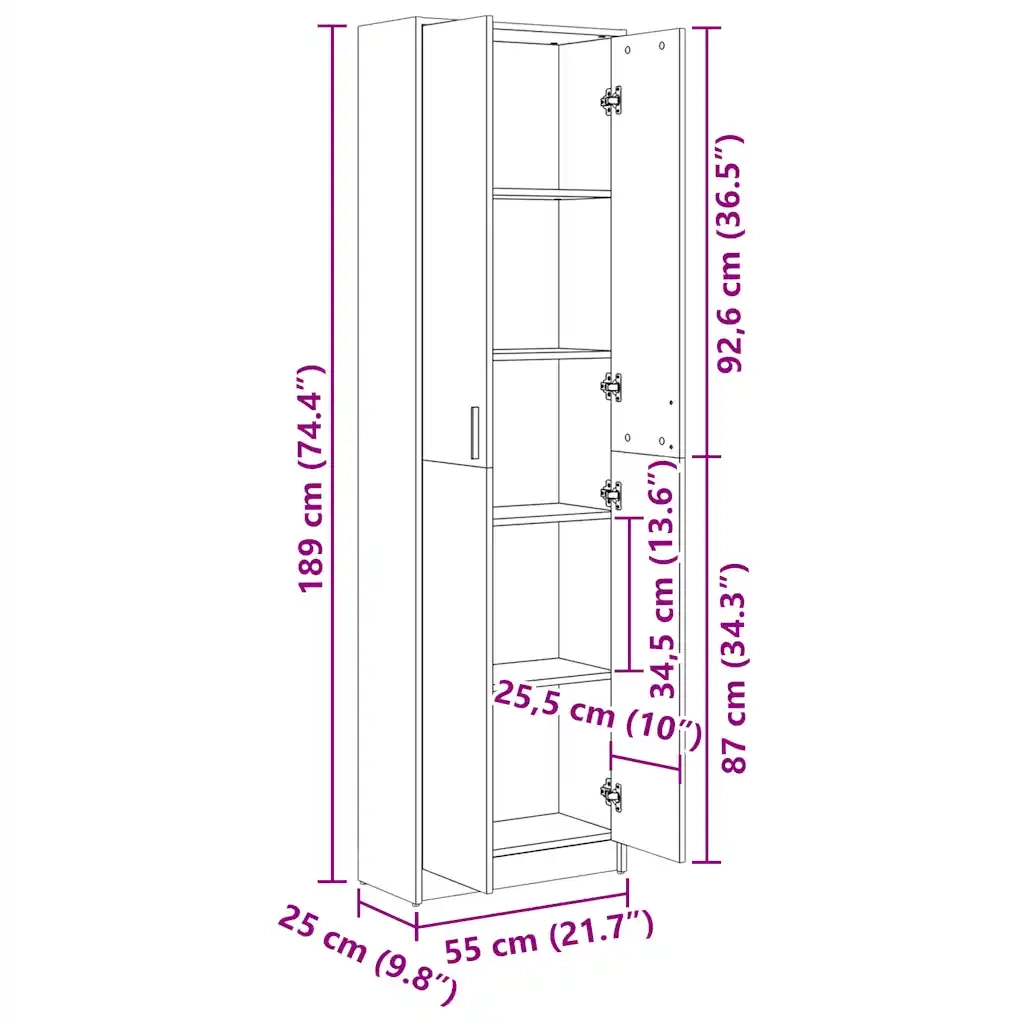 Armadio per Ingresso Bianco 55x25x189 cm in Legno Multistrato 802849