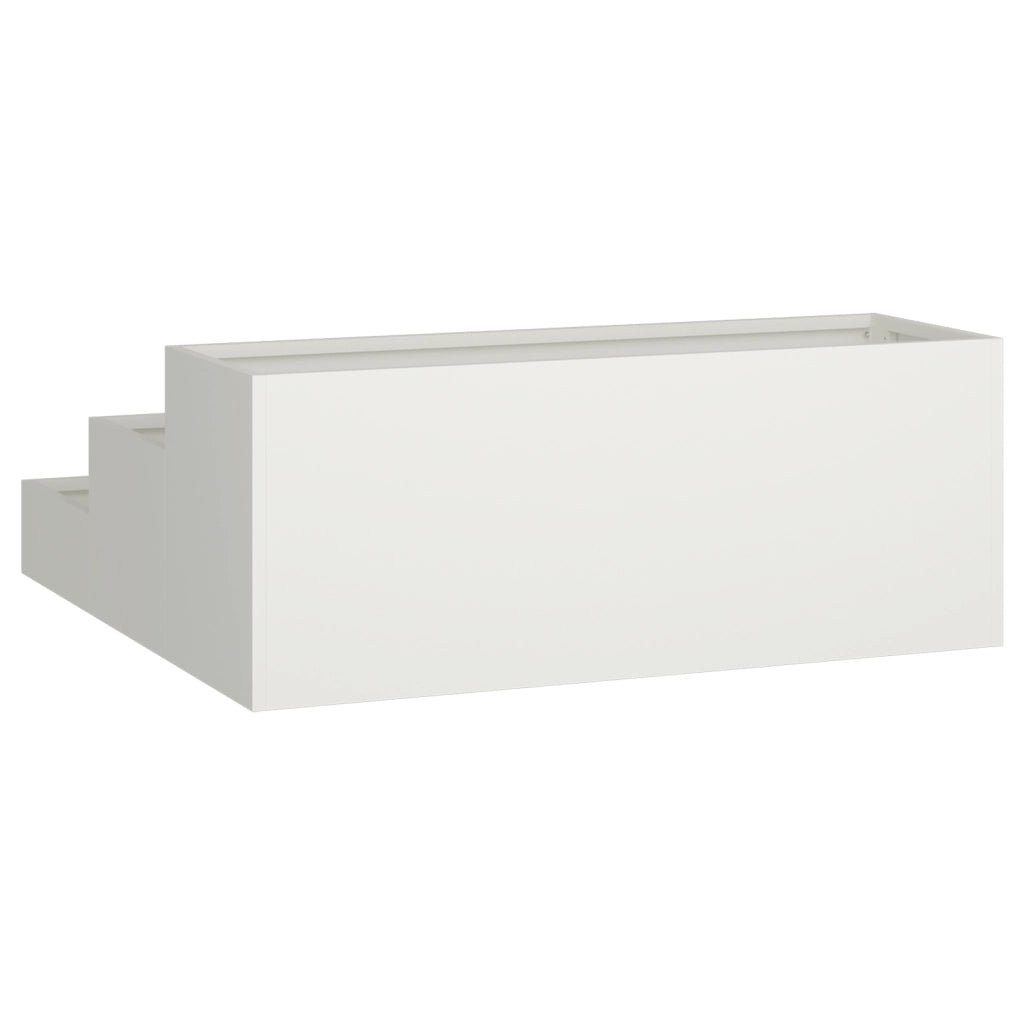 Fioriera da Giardino 3-Livelli 90x90x35 cm Bianco Acciaio
