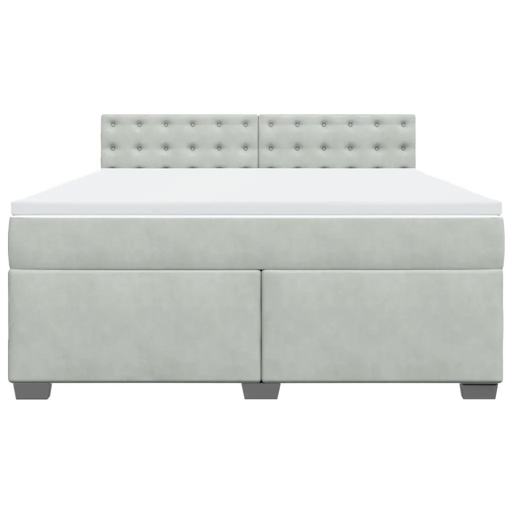 Giroletto a Molle con Materasso Grigio Chiaro 180x200cm Velluto