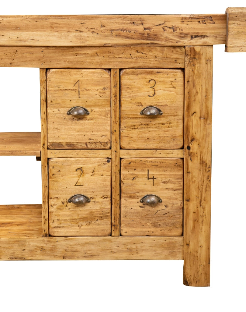 Biscottini Banco da lavoro Country legno massello di tiglio finitura naturale Made in Italy