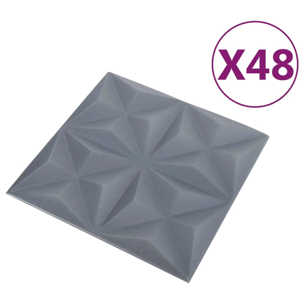 Pannelli da parete 48 pcs Origami Grigio 50 x 50 cm Schiuma XPS