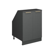 Mobile cucina sottotetto R-Line Antracite-oro/Antracite 60 cm con 2 porte, carcassa 60 cm profondità Vicco