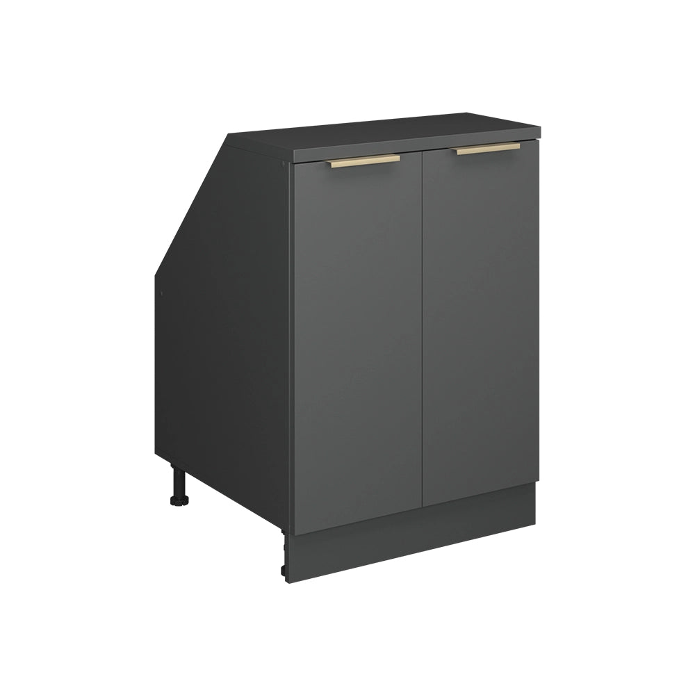 Mobile cucina sottotetto R-Line Antracite-oro/Antracite 60 cm con 2 porte, carcassa 60 cm profondità Vicco