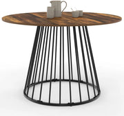 Tavolo da pranzo rotondo YUNA 6 persone con piano in legno scuro e nero HAWKINS 110 cm