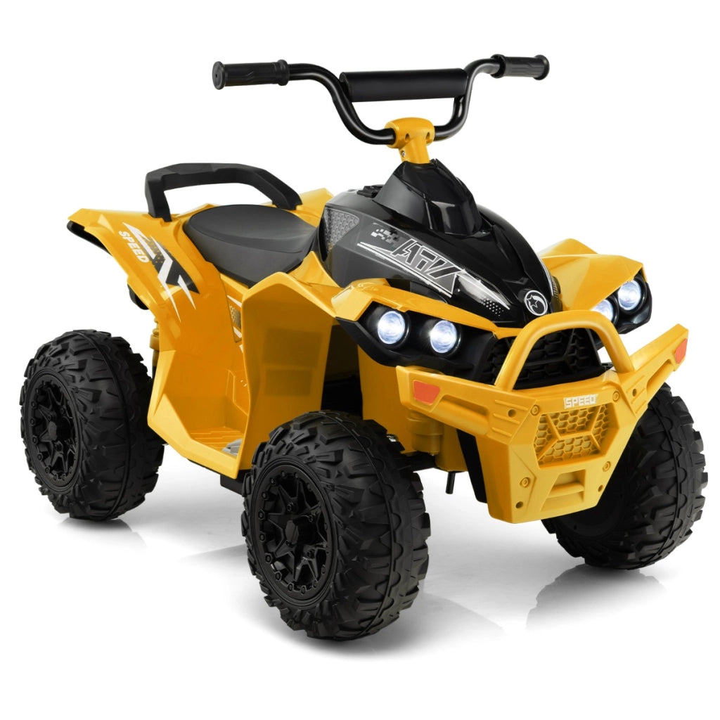 ATV elettrico per bambini a 12V, Veicolo a batteria con velocit¨¤ alta o bassa sedile comodo ruote larghe corno Giallo-Macchinine giocattoli
