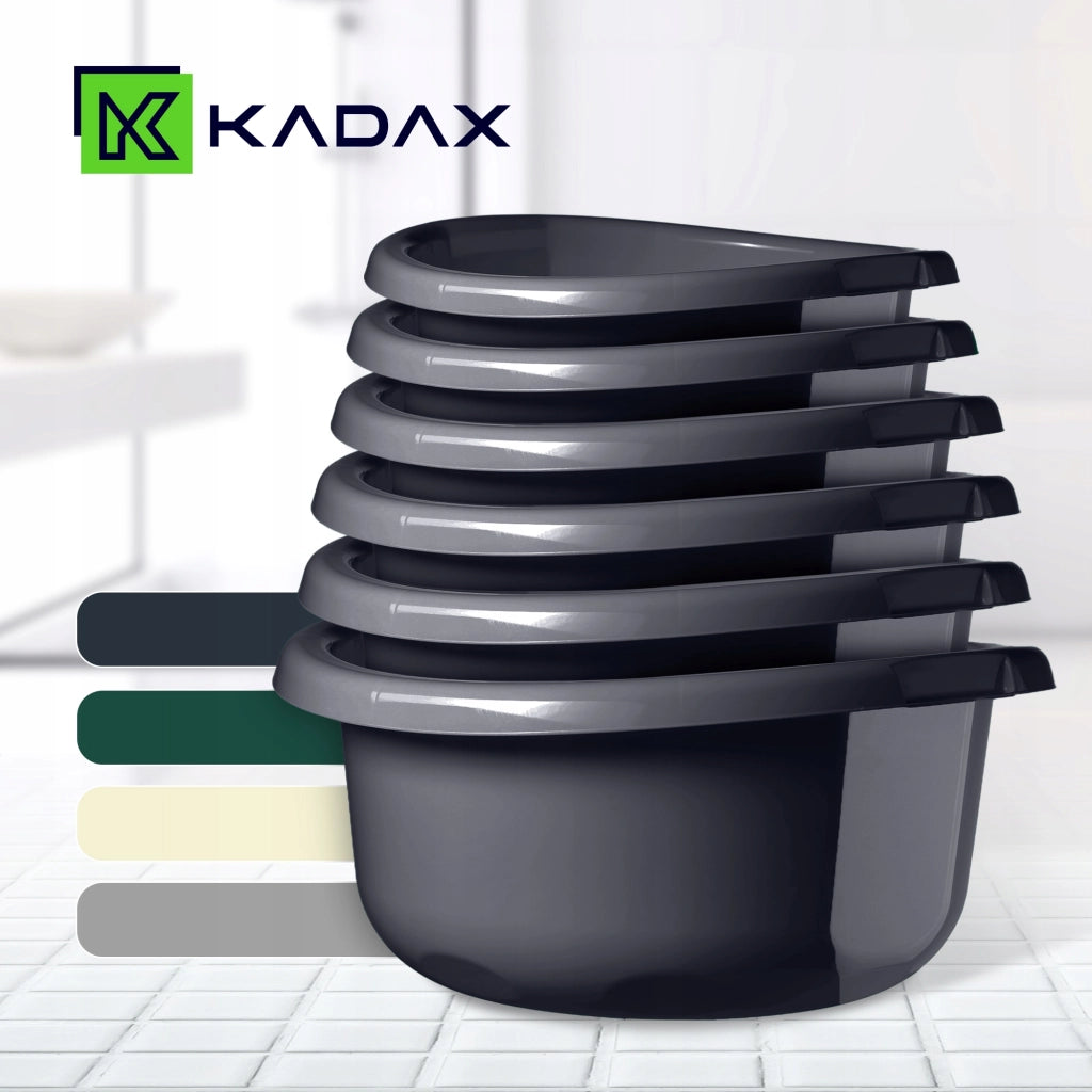 Bacinella in plastica KADAX, forma rotonda, con manici, 11 litri.