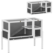 Gabbia per Piccoli Animali ¨C zephmum ¨C Grigio Legno Metallico 80x50x60