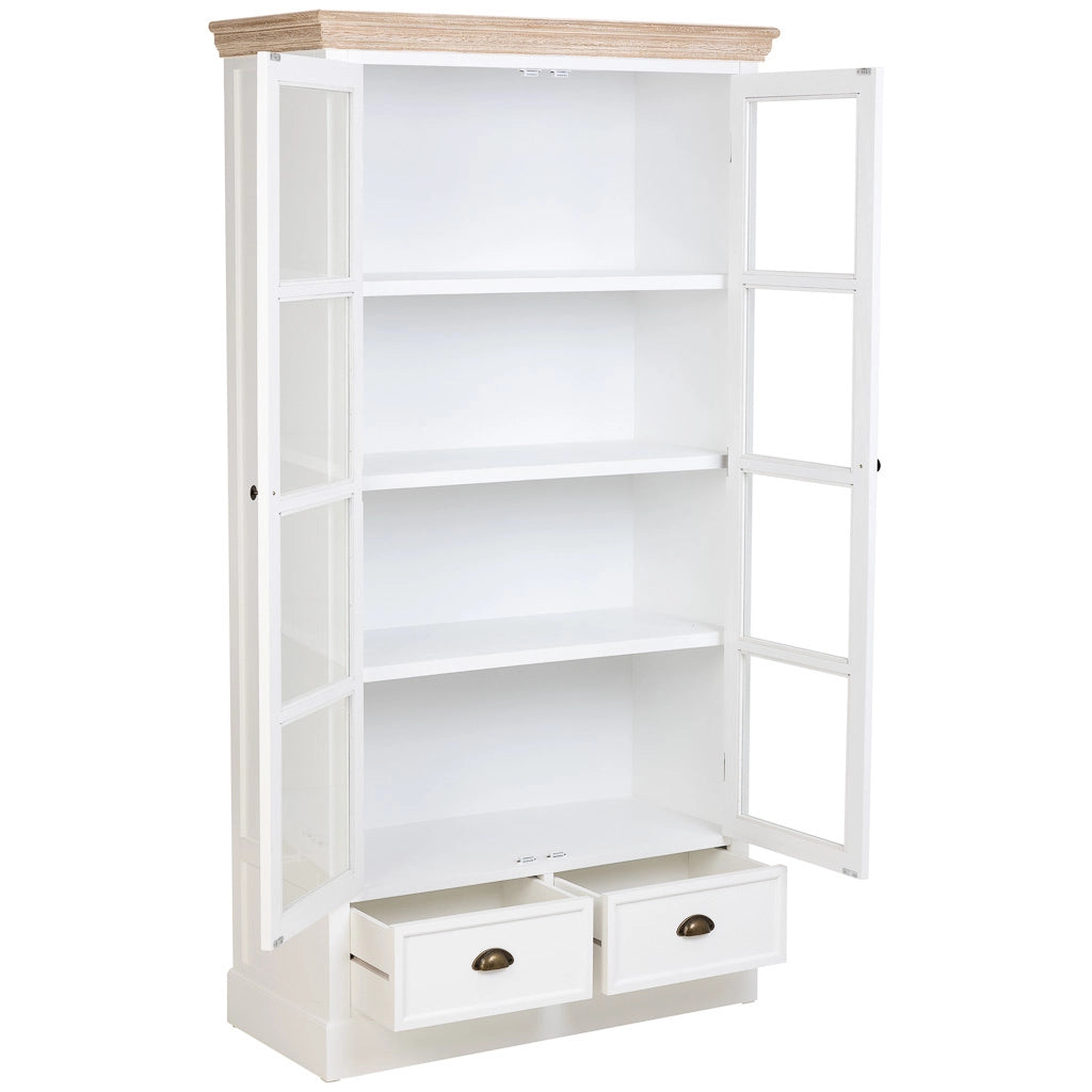 Vetrina in legno bianco con 2 ante e 2 cassetti 94x41x180,5h cm