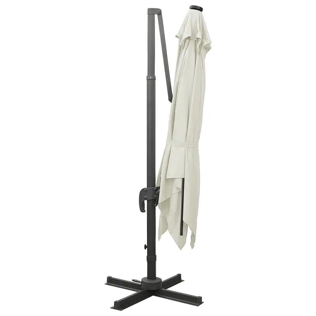 Ombrellone a Sbalzo con Palo e Luci a LED Sabbia 300 cm 312344