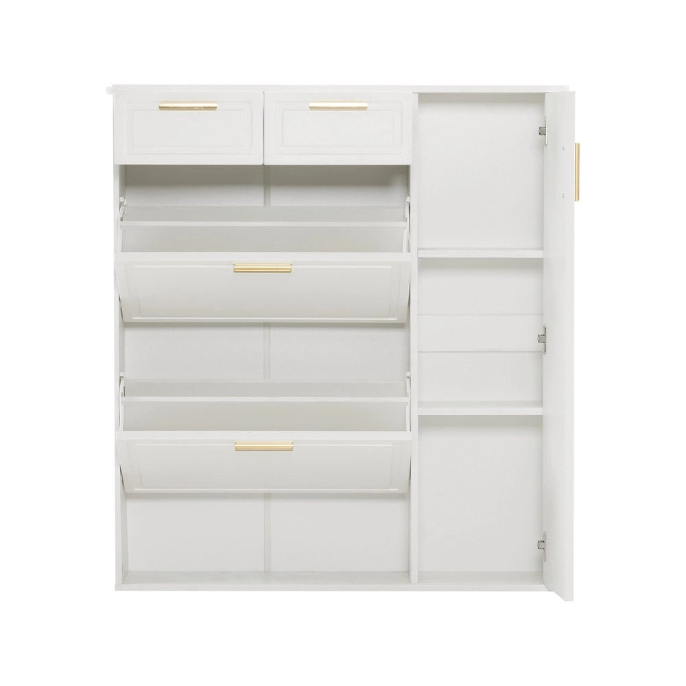 Scarpiera con Cassetti, Ante e Ripiani Regolabili ¨C MINIMAL ¨C Bianco, 95x24x107.5 cm