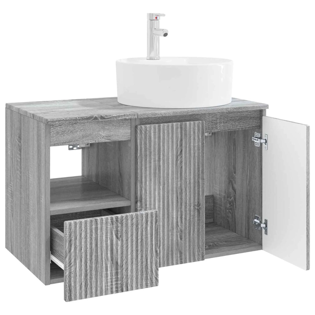 Set di mobili per il bagno 2 pz Sonoma grigio 3404080