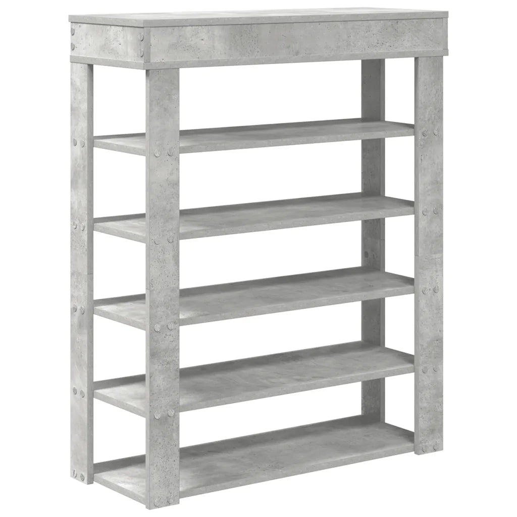 Scarpiera-Scaffale per scarpe Rovere Cemento 80x30x98 cm in Legno Multistrato
