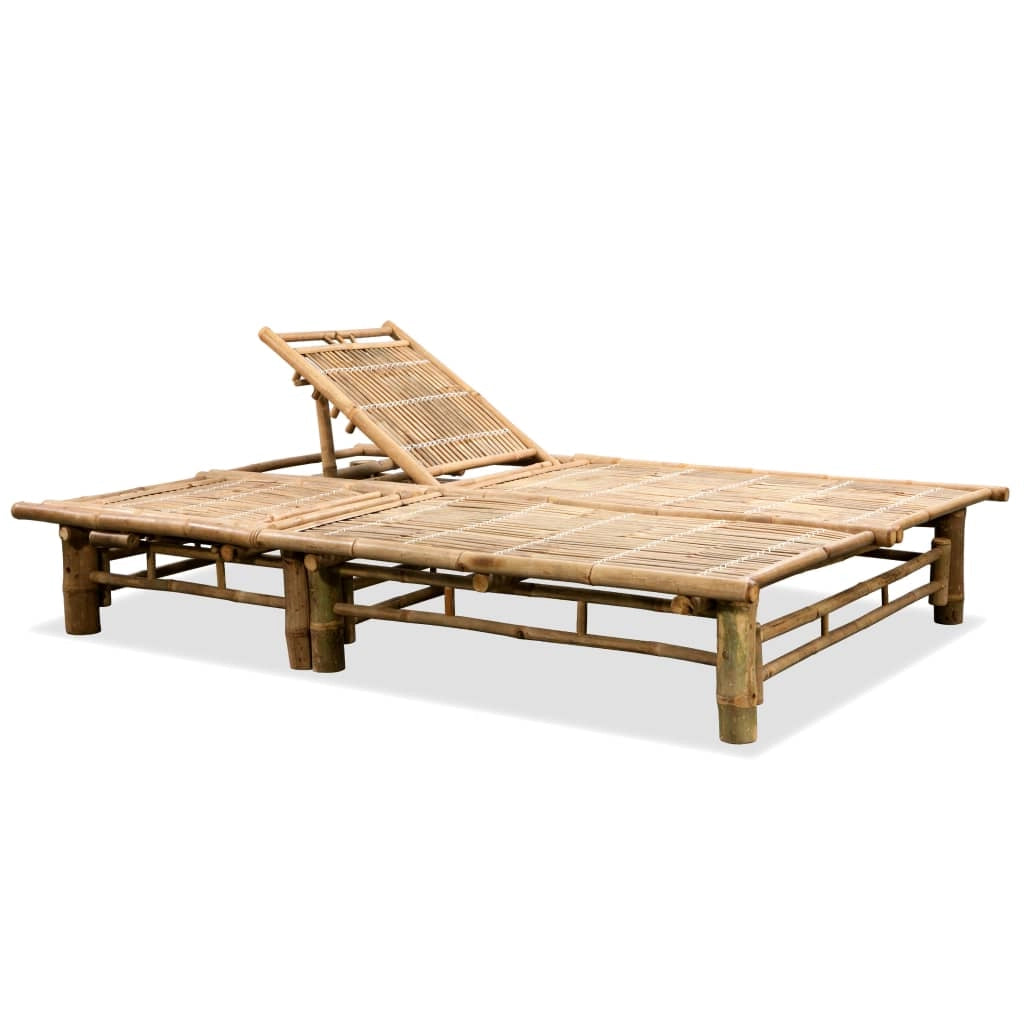 Lettino prendisole sedia a sdraio lettino prendisole letto da giardino mobili da esterno per patio per 2 persone bambù 02_0012911