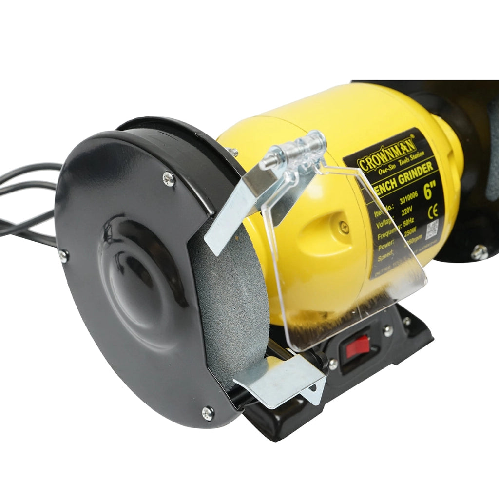 Smerigliatrice da banco 250W, disco abrasivo 220V 150x16x12,7mm, velocità di rotazione 2950rpm Crownman