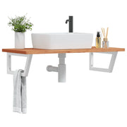 vidaXL Ripiano a Parete per Lavabo in Acciaio e Massello di Faggio