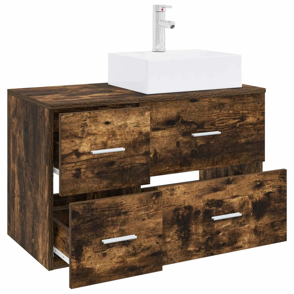 Set di mobili per il bagno 2 pz Rovere Fumo 3403972