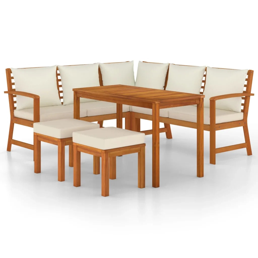 Set da Pranzo da Giardino 6pz con Cuscini Legno Massello Acaciacod mxl 100252